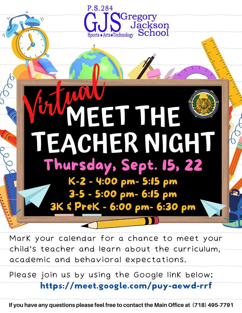Virtual Meet the Teacher Night Flyer